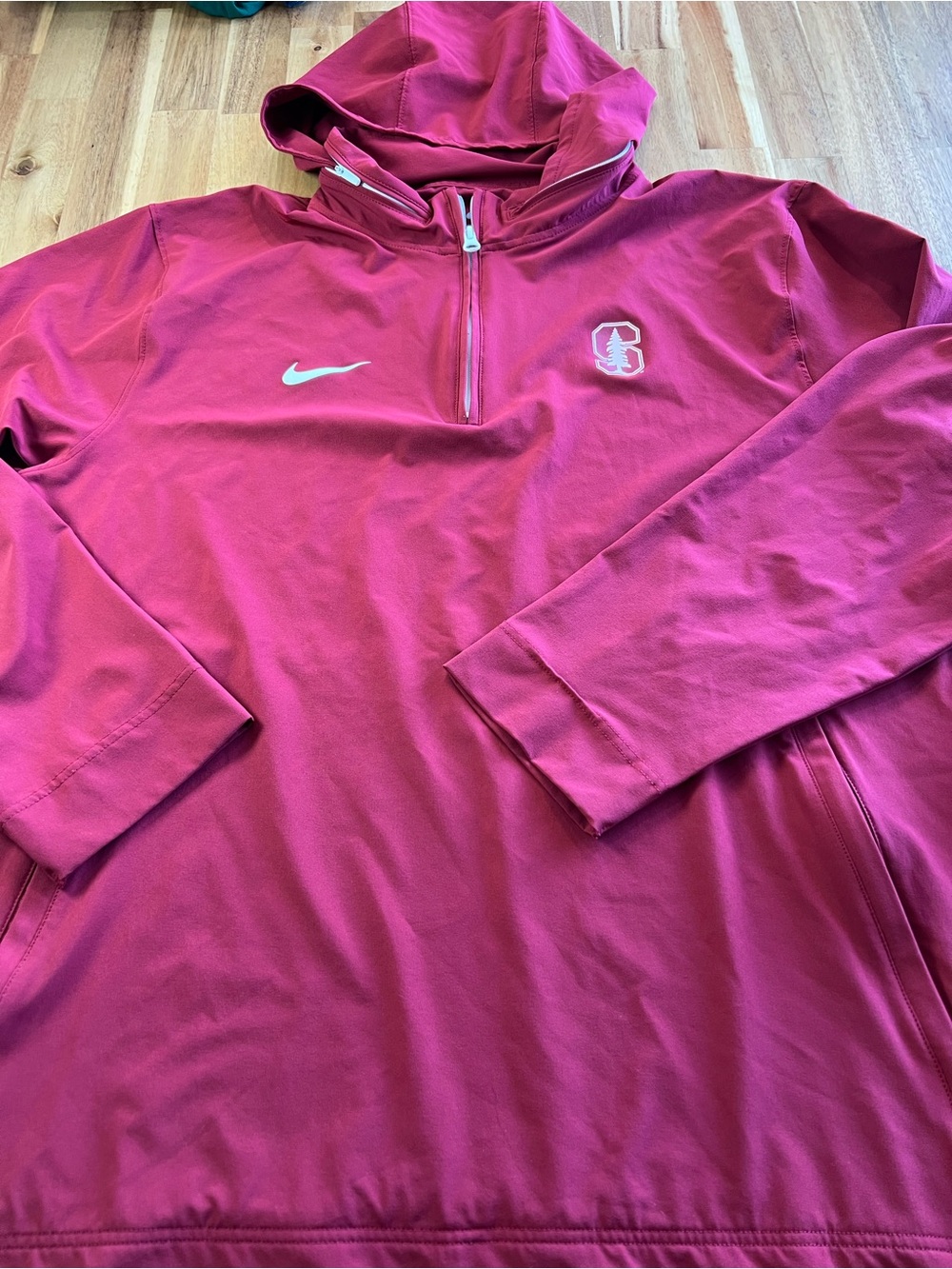 Nike Stanford Cardinal Dri-FIT Hooded 1/4 Zip Pullover Jacket Men’s XL Red